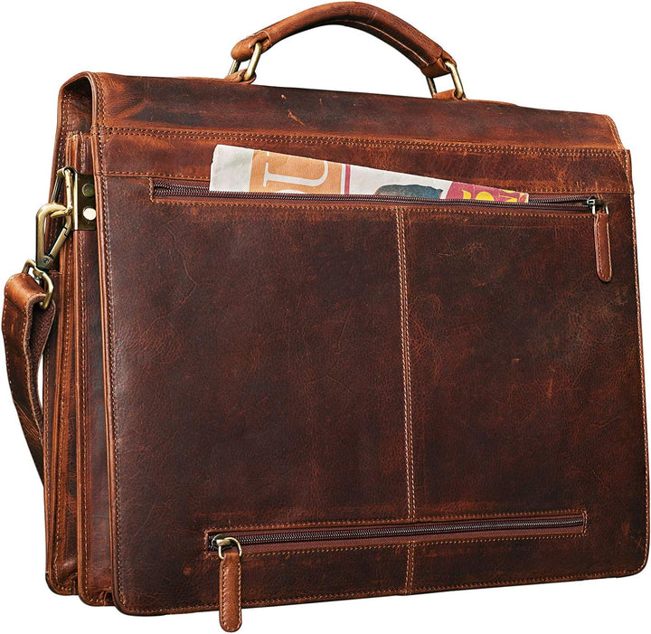 STILORD 'Julian' Aktentasche Leder Elegant Klassische Businesstasche mit Schloss gross aufsteckbar B