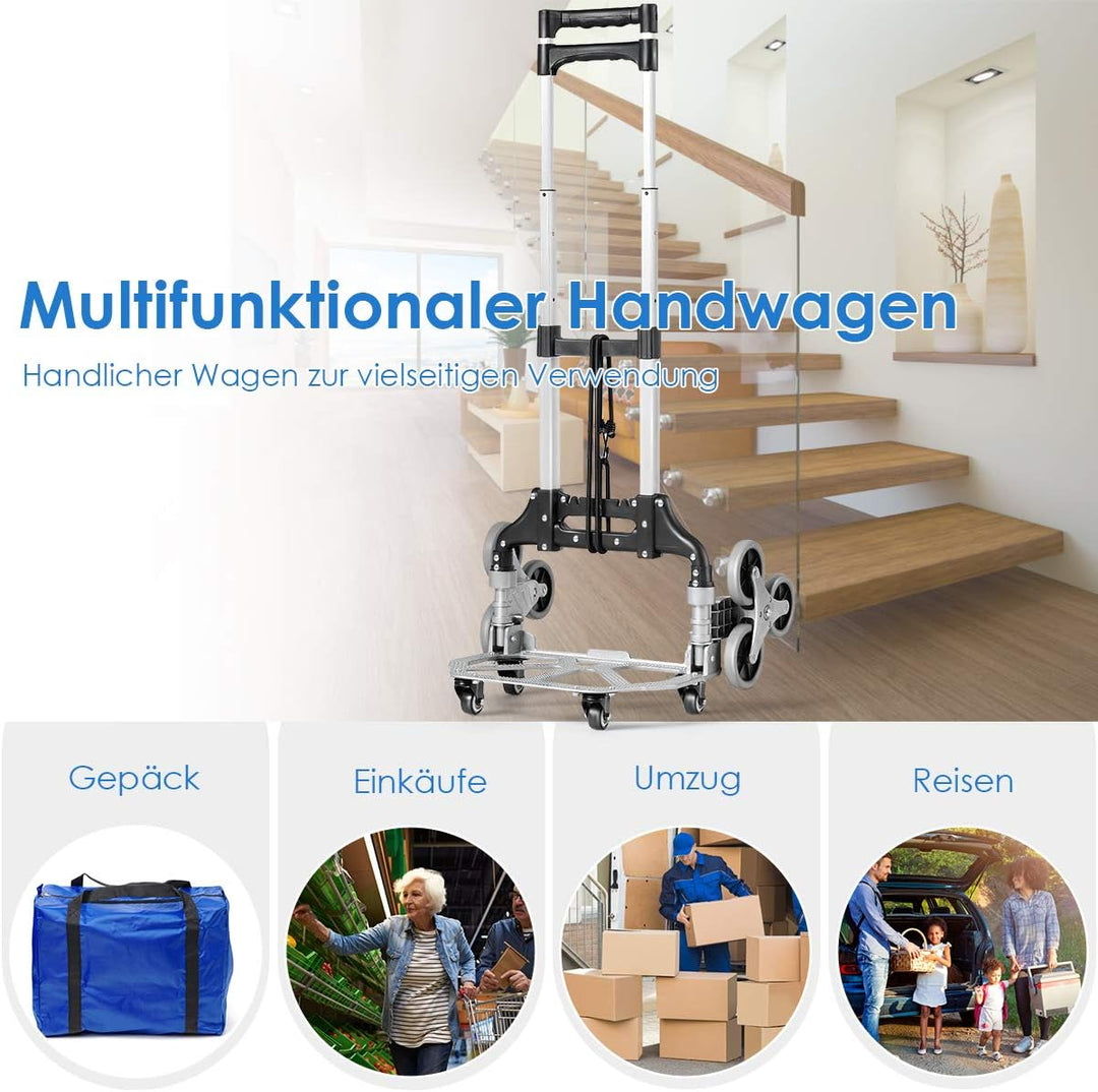 COSTWAY Sackkarre Transportkarre klappbar, Handkarre mit Teleskopgriff & Expanderseil, bis 80 kg bel