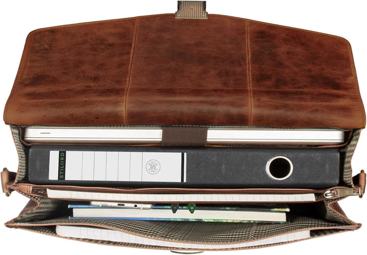 STILORD 'Lazarus' Aktentasche Leder Gross Herren Damen Businesstasche 15,6 Zoll Laptoptasche Umhänge