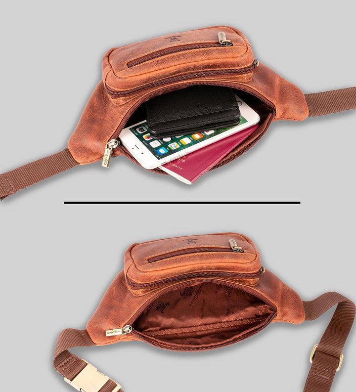 Matador Gürteltasche Herren Echt Leder Festival Hüfttasche Männer Bauchtasche Freizeittasche Lederta