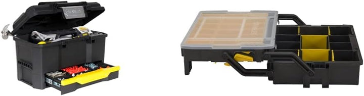 Stanley Werkzeugkiste leer aus Kunststoff 1-70-316 – Masse: 48.1 x 27.9 x 28.7 cm & Stanley Sortmast