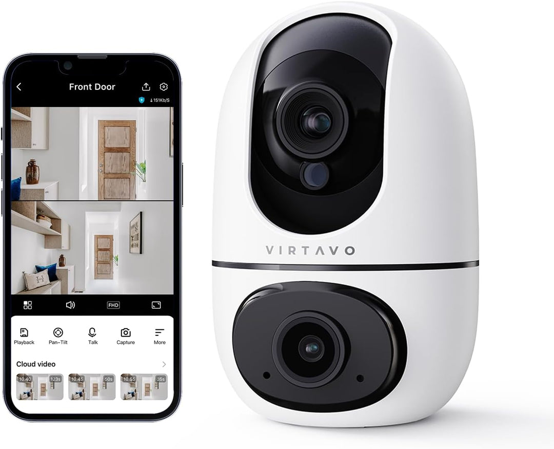 virtavo Überwachungskamera Innen 1080p Kamera Überwachung Innen 360° PTZ WLAN Kamera FHD 2-Wege-Audi