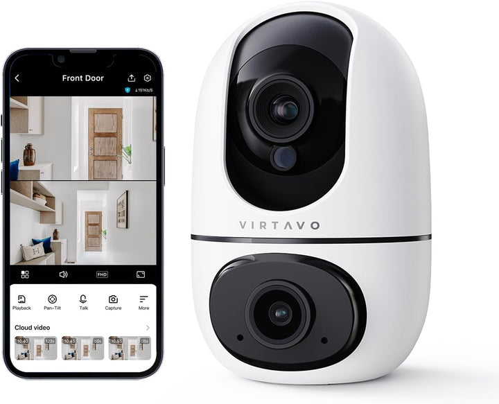 virtavo Überwachungskamera Innen 1080p Kamera Überwachung Innen 360° PTZ WLAN Kamera FHD 2-Wege-Audi