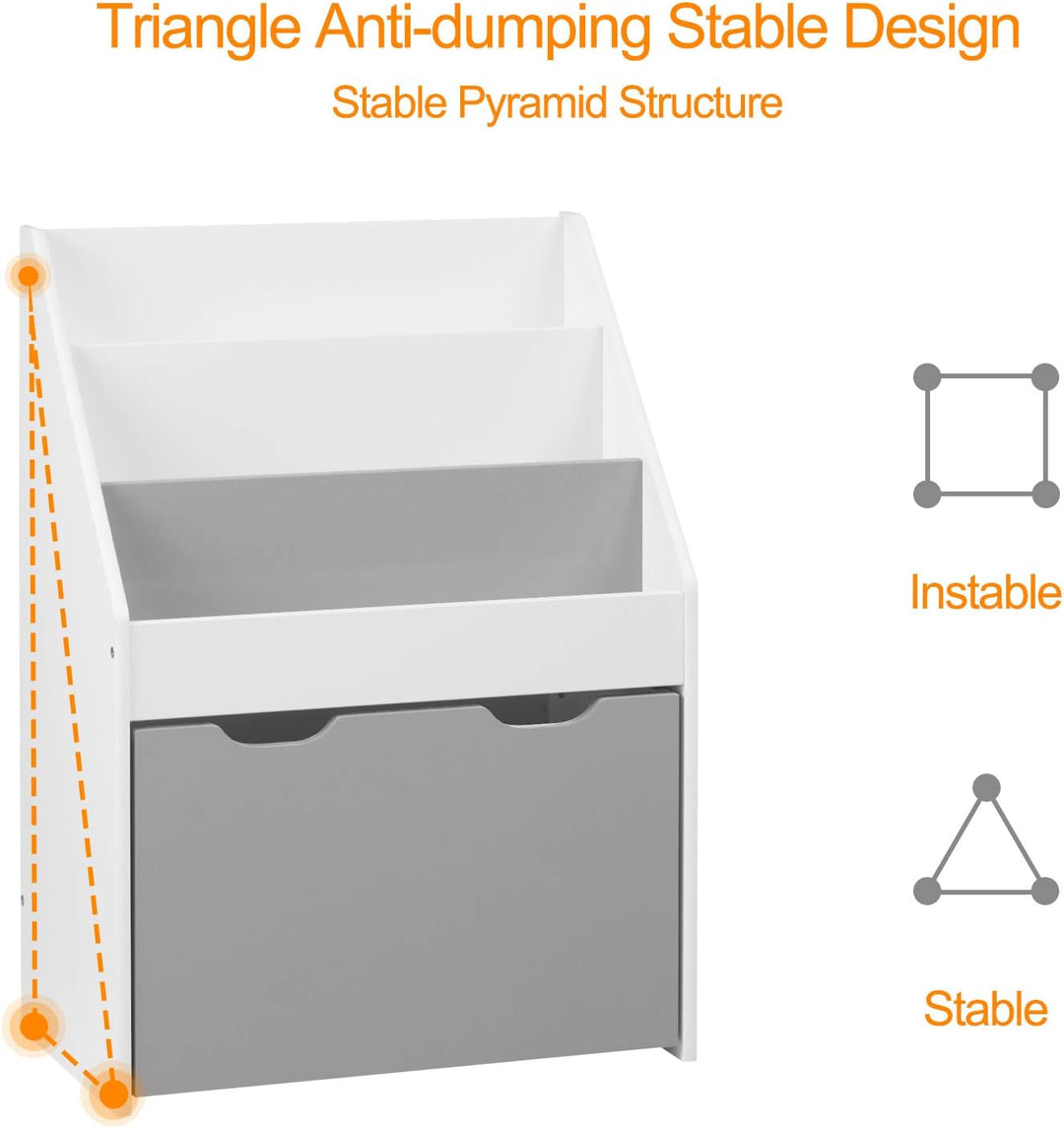 WOLTU KR004 Kinderregal Bücherregal Regal für Kinder, Spielzeugregal 3 Regale Aufbewahrungstruhe mit