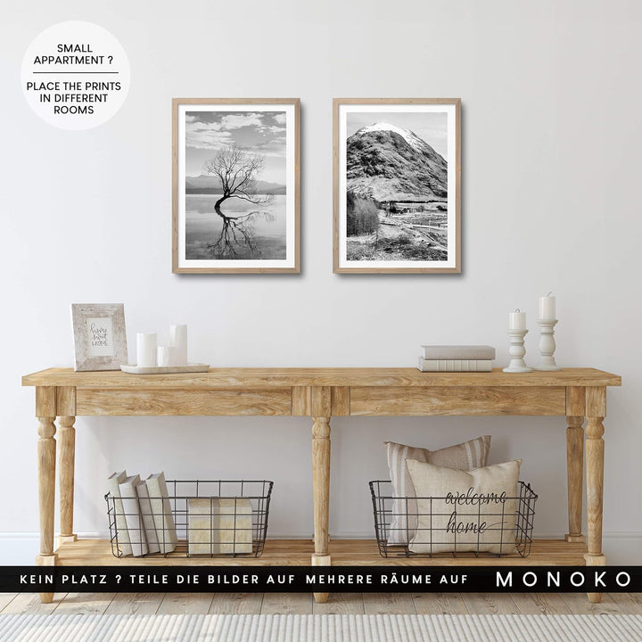 MONOKO® Wohnzimmer Poster Set - Premium Bilder Set für Schlafzimmer - Stilvolle Wandbilder - 6er Set