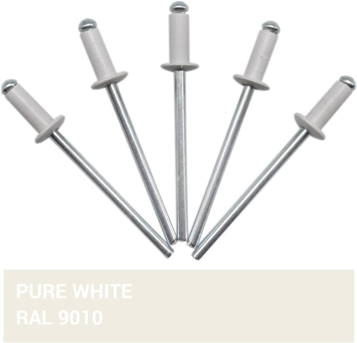 (1000 Stück) Lackierte Blindnieten 3,2 x 8 mm, Kuppelkopf, DIN 7337, Aluminiumniete und Stahldorn, P
