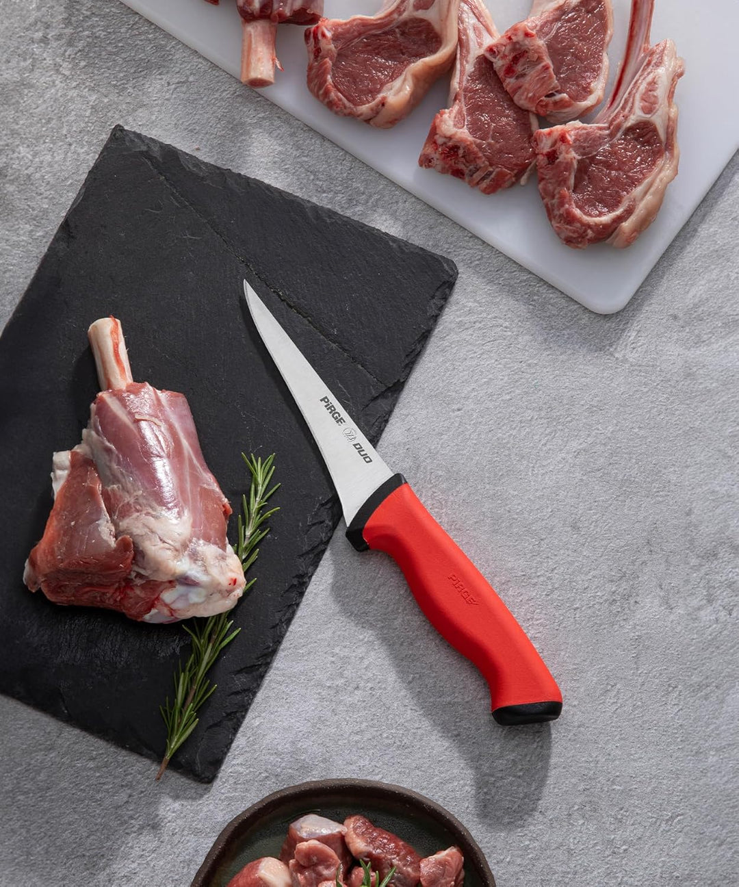 Pirge Duo Profi Messerset mit Tasche 7 Stück - Rutschfester Griff - Profi Kochmesser Set - Edelstahl