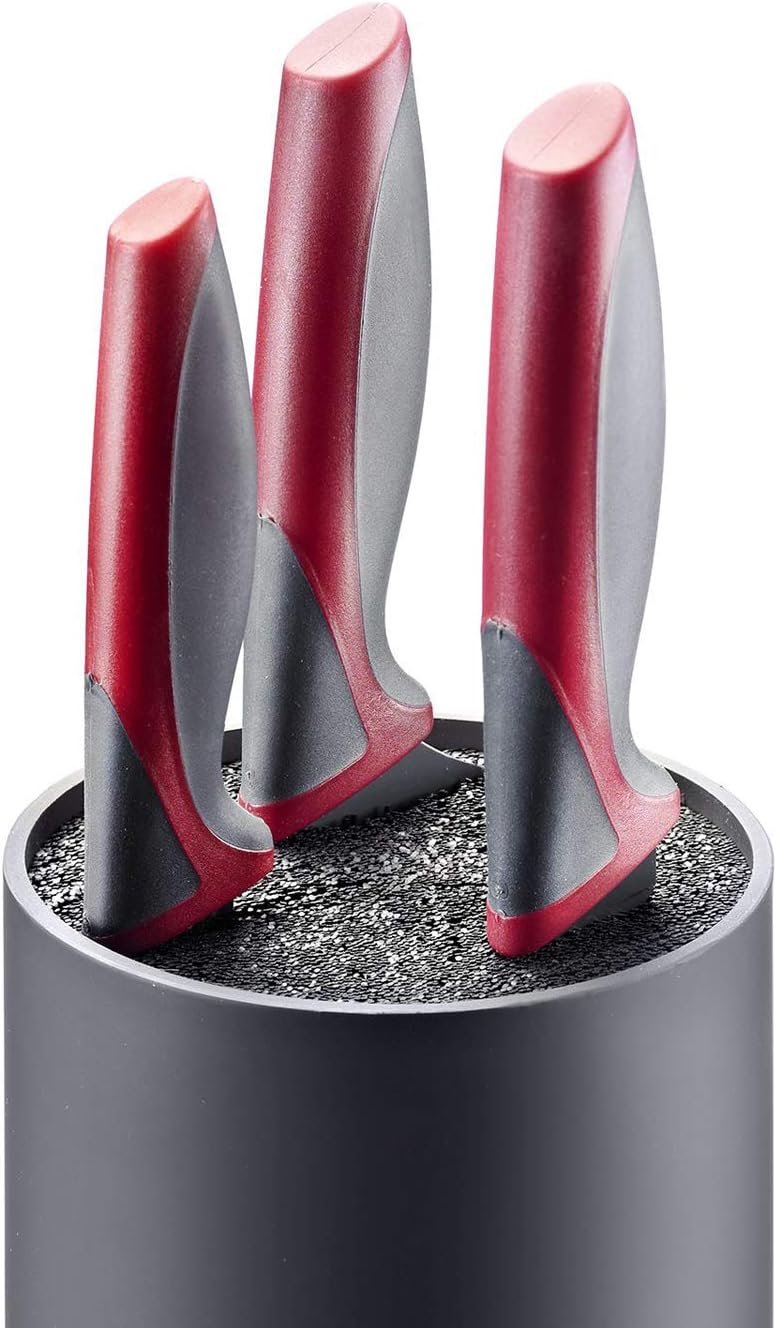 Westmark Messerblock, rund, mit Kunststoffborsten, Durchmesser: 11 cm, Höhe: 22,2 cm, für Messer bis