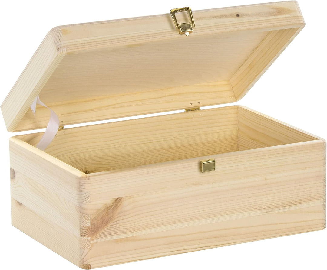 LAUBLUST Holzkiste mit Deckel & Schloss - 30x20x14cm, Natur - Aufbewahrungskiste | Erinnerungsbox, F