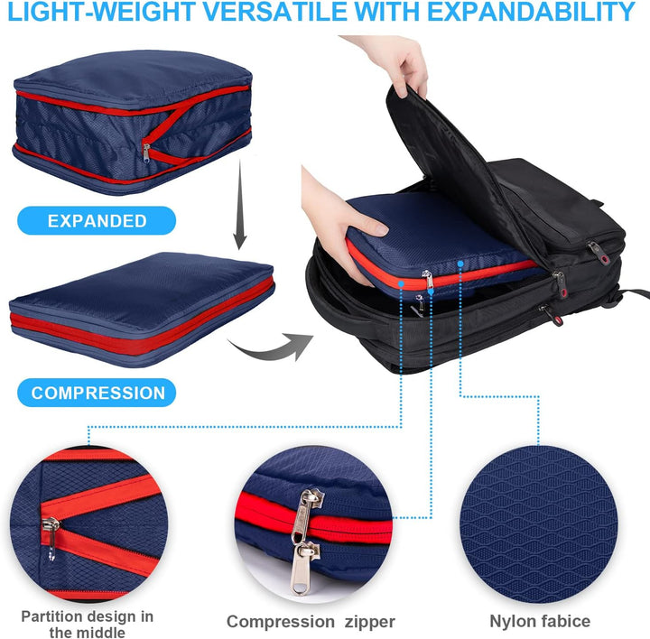Cinnani Koffer Organizer Set, 6-Teilig Compression Packing Cubes, Packtaschen mit Kompression Packwü