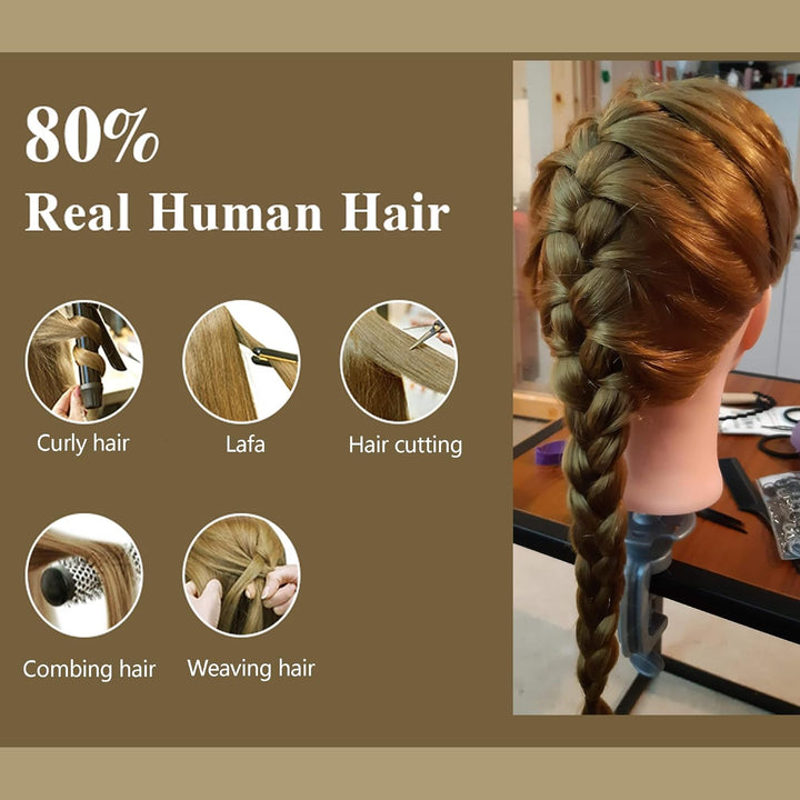 FGXY 80% Haartraining Kopf, Modell Frisur Set Werkzeuge und Feste Klammern und Unsichtbare Haarcurle