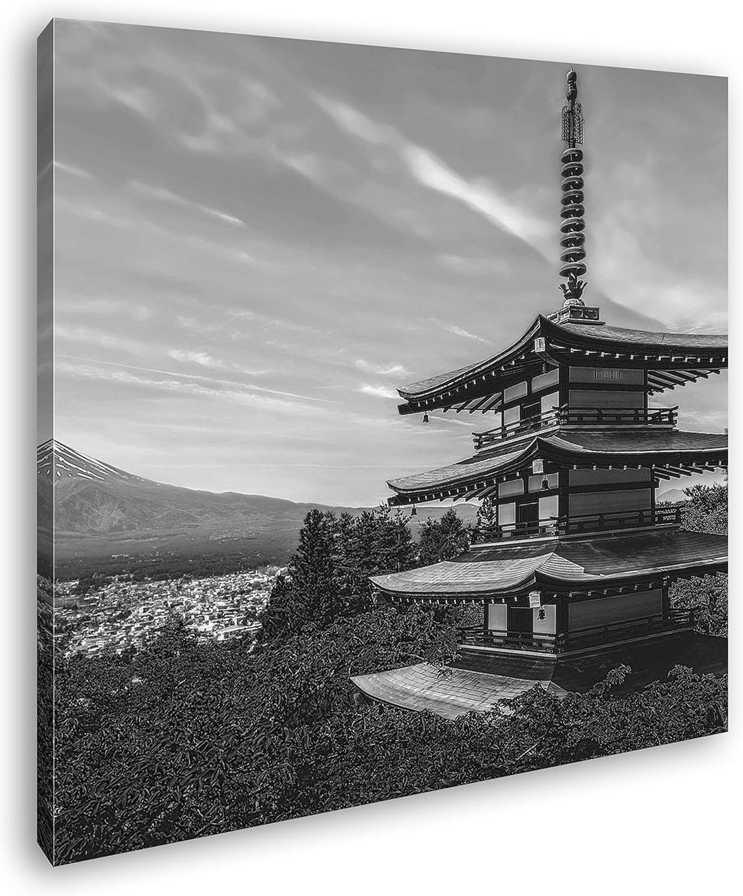 deyoli Tempel in Japan Format: 70x70 Effekt: Schwarz&Weiss als Leinwandbild, Motiv fertig gerahmt au