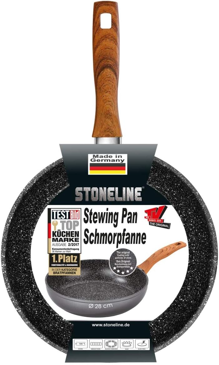 Stoneline Back to Nature Schmorpfanne 28 cm, Made in Germany, hoher Rand, hohe Pfanne für öl- und fe