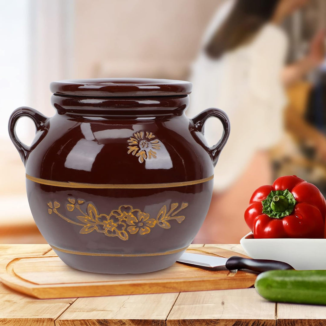 Angoily 3732298264 Горшочки Глиняные G?rtopf Keramik Sauerkrauttopf Gurkentopf mit Deckel Einlegetop