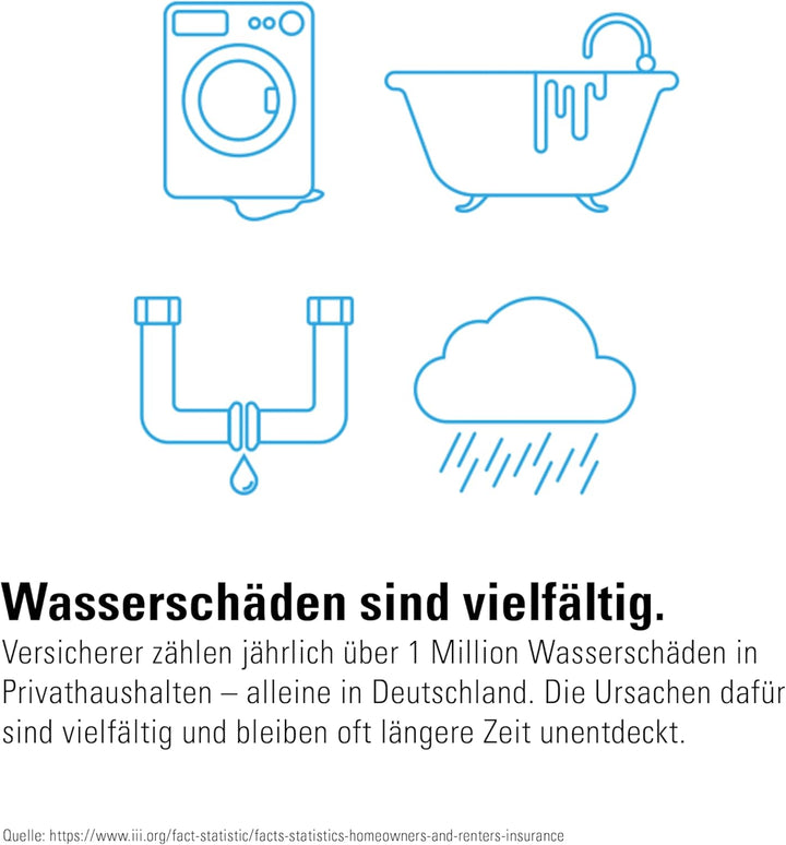Eve Water Guard - Smarter Wassermelder, 2m Sensorkabel (verlängerbar), 100dB, Wasseralarm auf iPhone