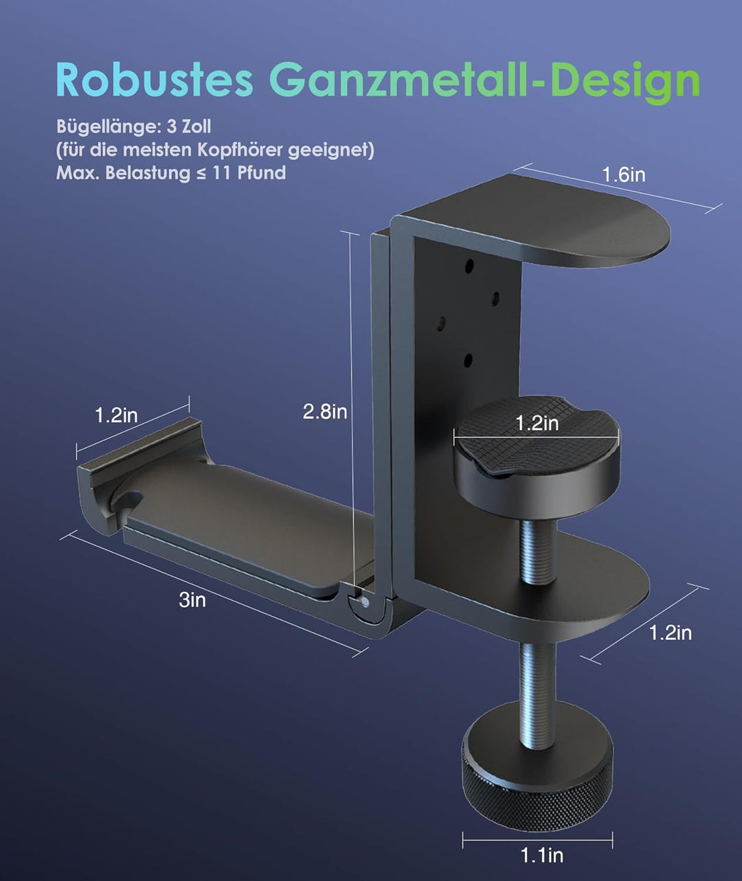 6amLifestyle Faltbar Headset Ständer,Kopfhörerhalter aus Aluminium,Universal Tisch Kopfhörer Ständer