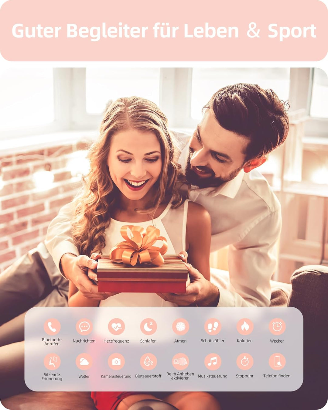 Parsonver Smartwatch Damen mit Telefonfunktion, Fitness-Tracker mit Herzfrequenz Schlafmonitor, 1.32