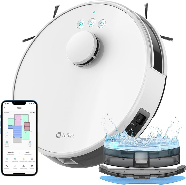 LEFANT M1 Saugroboter mit Wischfunktion, LiDAR Navigation, 4000Pa Staubsauger Roboter, 200Mins Max,