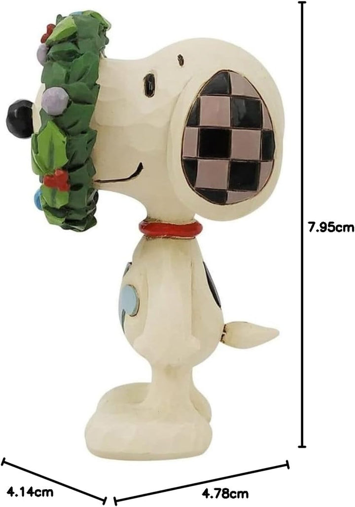 Enesco Jim Shore Peanuts Miniaturfigur Snoopy im Kranz, Mehrfarbig