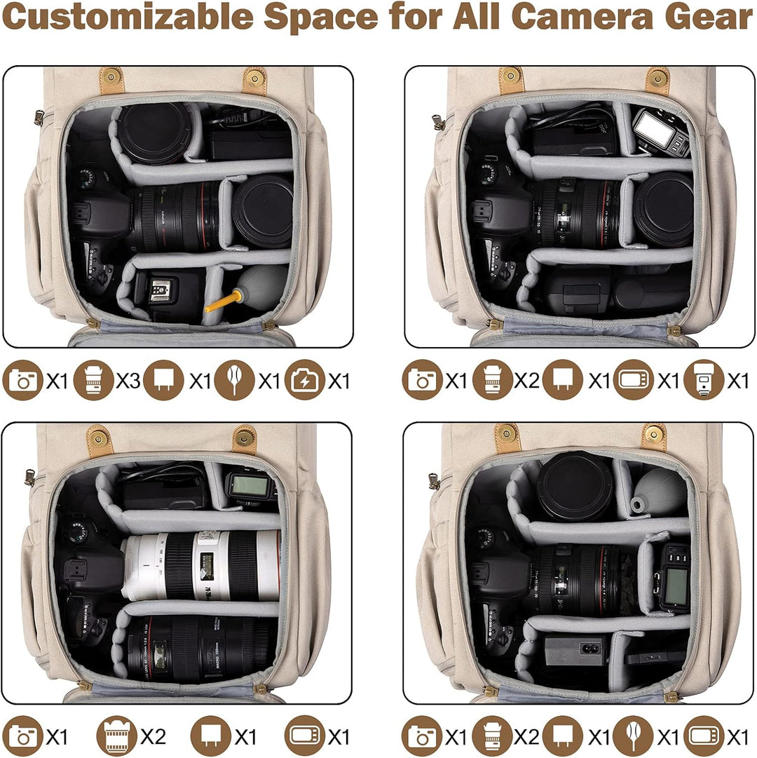 bagsmart Fotorucksack DSLR Kamerarucksack Canvas Diebstahlsicher Wasserabweisend mit Regenschutz 15