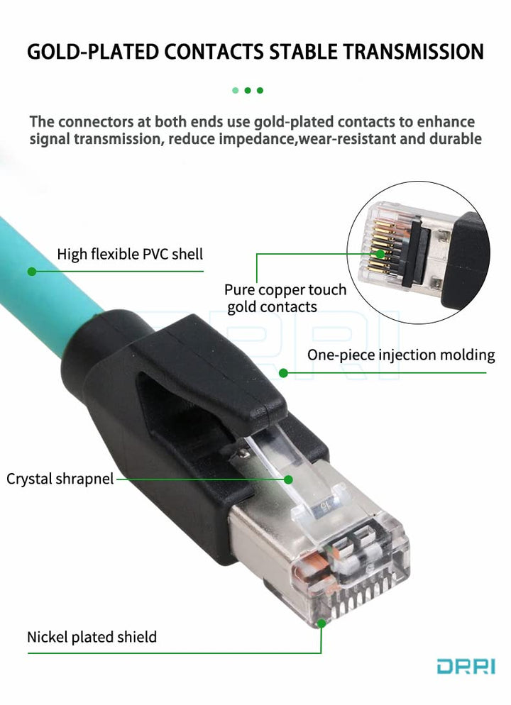 DRRI Hight Speed Ethernet M12 Patchkabel mit 8 Positionen, X-kodiert auf RJ45, für industrielle Ethe