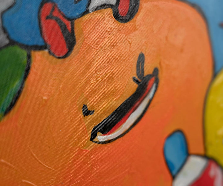 YS-Art Pop Art Abstrakt Acryl Gemälde auf Leinwand Farbenfrohe Welt handgemalt Wandbilder Wohnzimmer