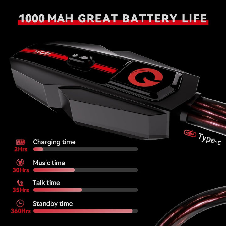 XGP Motorrad Headset Bluetooth V5.2 mit Musik Sharing, 2 Personen Motorradhelm kommunikationssystem