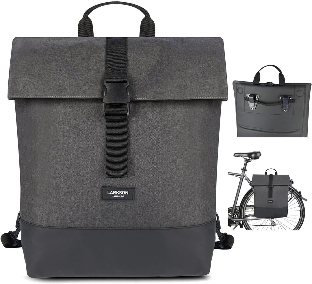 LARKSON Fahrradtaschen für Gepäckträger Damen & Herren Anthrazit - Tammo Bike - 2 in 1 Fahrrad Tasch