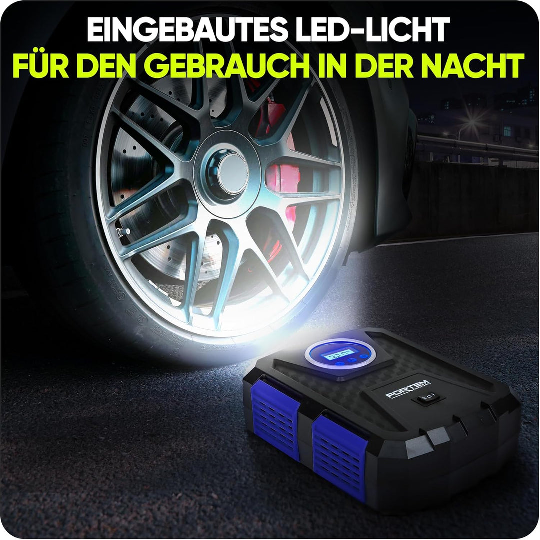 Fortem Tragbarer Kompressor Autoreifen, Kompressor Fahrrad, 12V Autoreifen Pumpe und Fahrradpumpe El