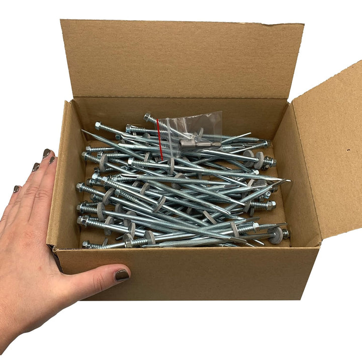 (50 Stück) Verzinkter Stahl, Sechskantkopf selbstbohrende 5,5 x 160 mm Schrauben mit EPDM Unterlegsc