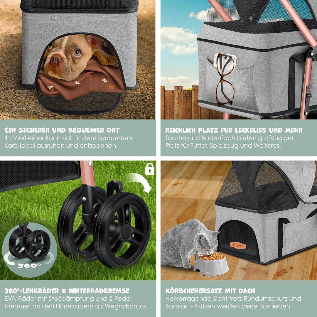 LOVPETยฎ Hundewagen 2in1 Hundebuggy Hundebox Transporttasche Faltbar klappbar bis 20kg Haustiere Bugg