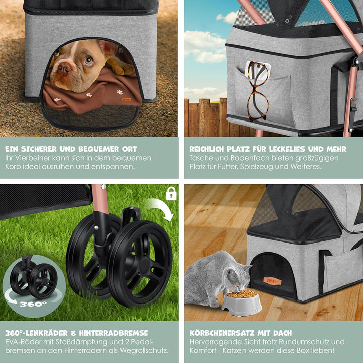 LOVPETยฎ Hundewagen 2in1 Hundebuggy Hundebox Transporttasche Faltbar klappbar bis 20kg Haustiere Bugg