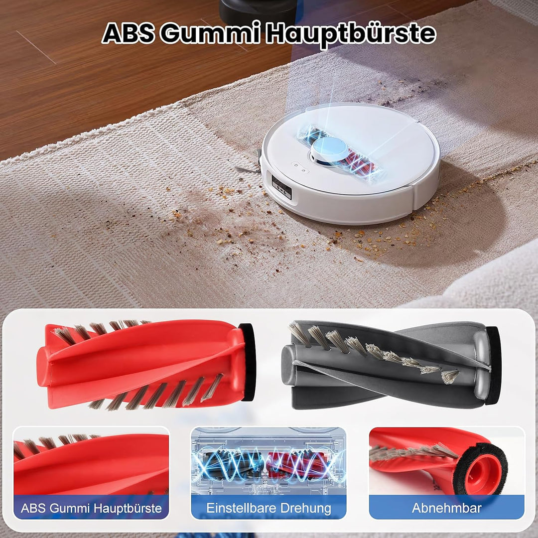 NIXOOT 21 Stück Zubehörset für Roborock Qrevo Curv Saugroboter, Ersatzteile 1 Hauptbürste 6 Staubbeu