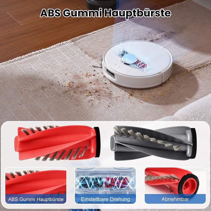 NIXOOT 21 Stück Zubehörset für Roborock Qrevo Curv Saugroboter, Ersatzteile 1 Hauptbürste 6 Staubbeu