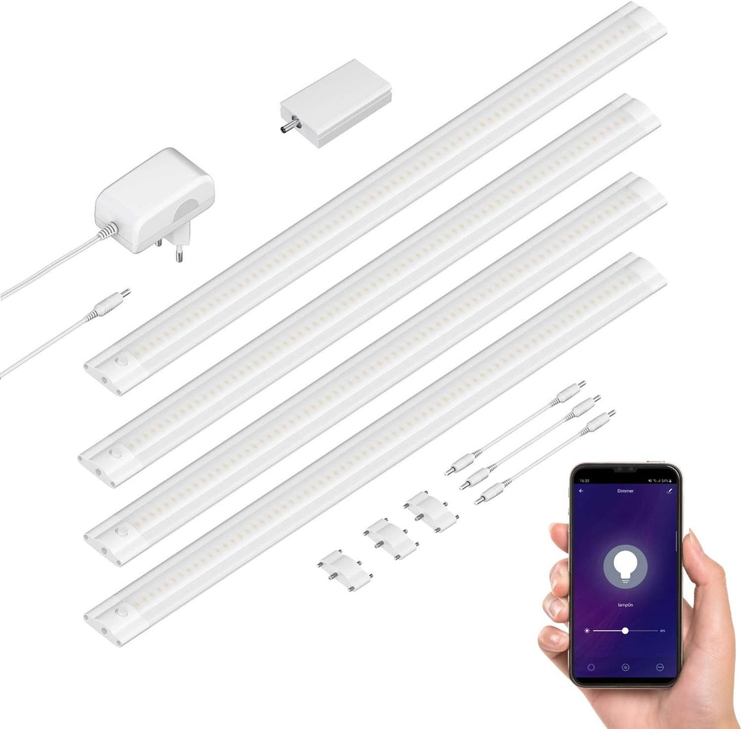 ledscom.de Smarte LED Unterbau-Leuchte SIRIS weiss matt mit WLAN-Controller, flach, Smart-Home, Alex