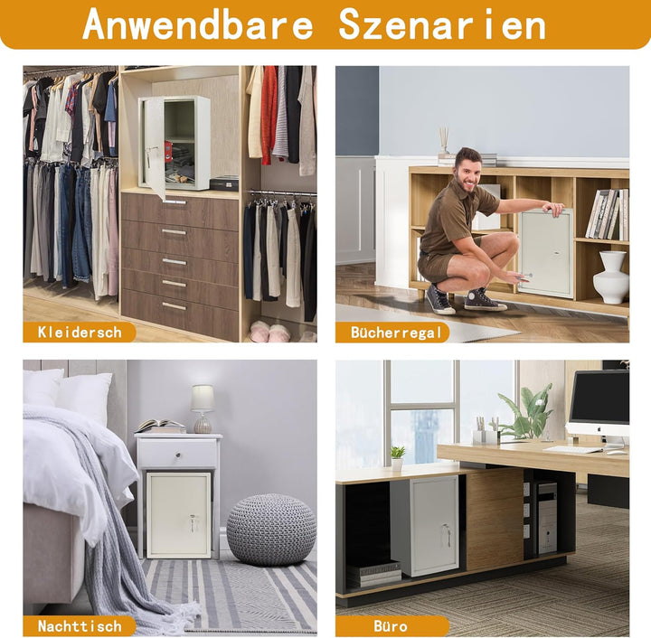 UISEBRT Safe Tresor Möbeltresor mit Doppelbartschloss - Schlüsseltresor Abschliessbarer Schrank Geld