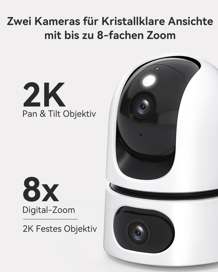 Imou 2K+2K QHD Dual Kameras Überwachungskamera Innen mit Person/Haustiererkennung, 360° PTZ WLAN Kam