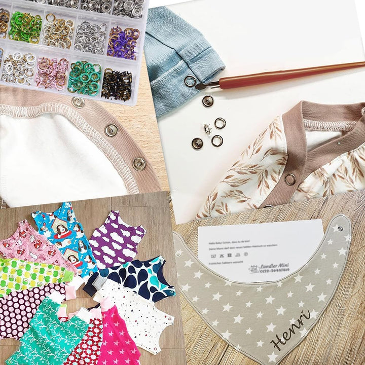 Druckknopf Set mit Zange, Φ9.5mm Jersey Druckknöpfe Metall Nähzubehör Buttons Knöpfe zum Annähen Wer