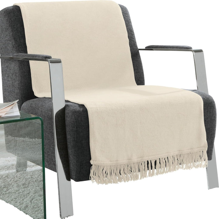 Erwin Müller Sofaüberwurf, Sofaläufer, Sesselschoner Natur Grösse 75x200 cm - anschmiegsam, temparat