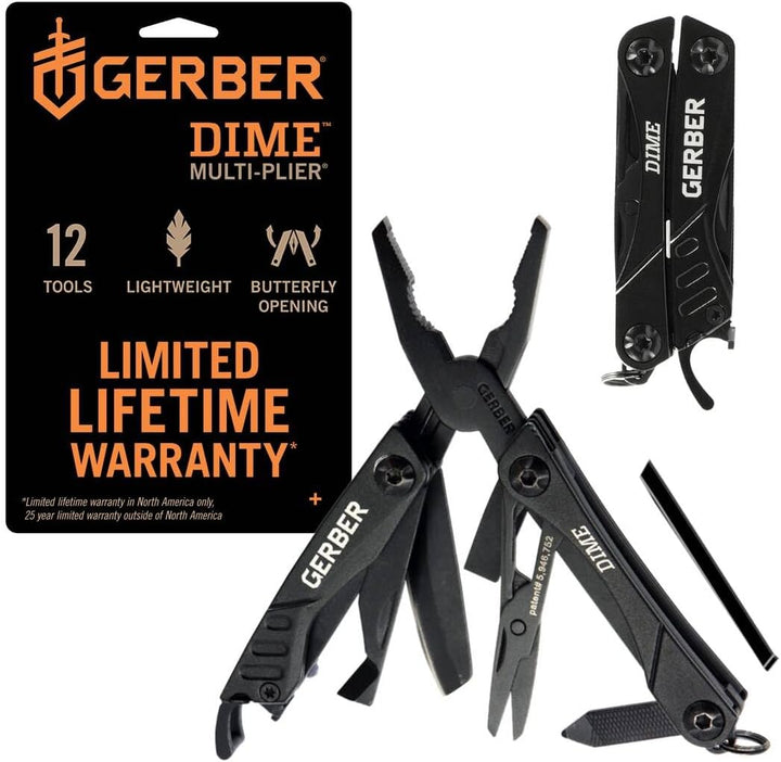 Gerber Multifunktionswerkzeug mit 12 Funktionen, Dime Pocket Multi-tool, Schwarz, 1014030 Schwarz (U