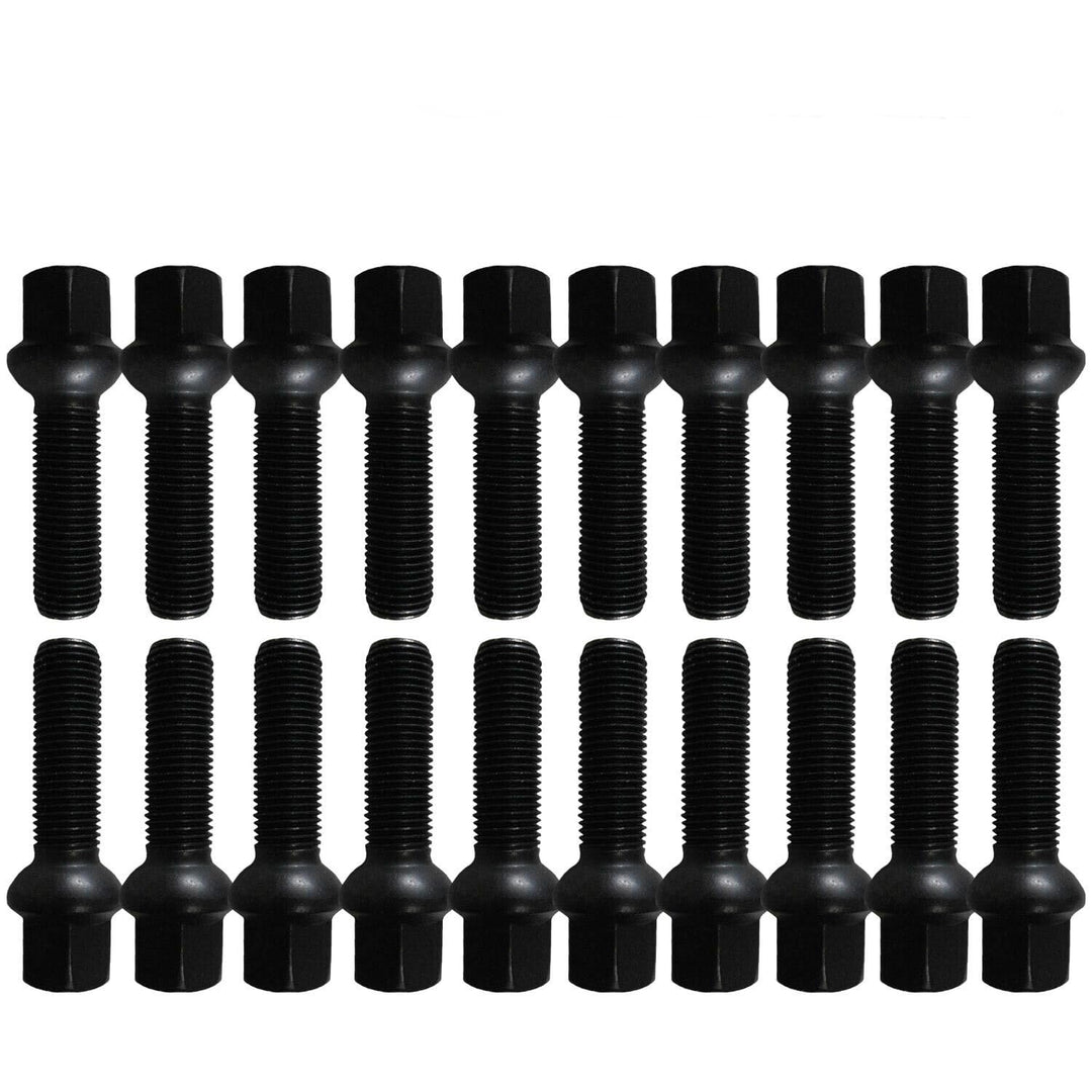 20 Radschrauben Radbolzen schwarz Kugelbund R14 M14x1,5 60mm kompatibel mit VW, Porsche, Audi, Merce