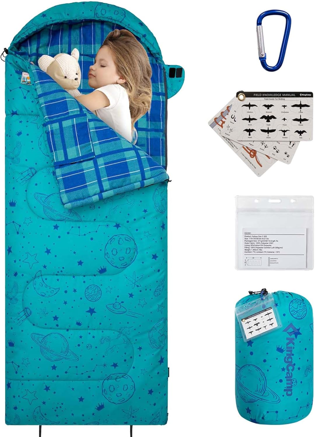 KingCamp Kinderschlafsack Schlafsack Winter Warmer Deckenschlafsack 3-4 Jahreszeiten für Kinder beim