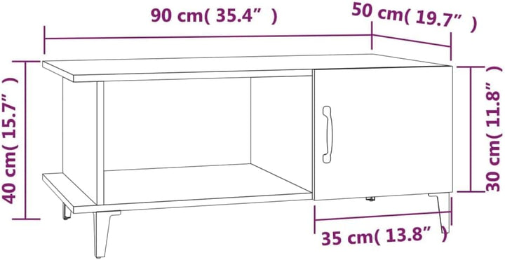 FIRBNUS Couchtisch Weiss Hochglanz Wohnzimmertisch Modern 90x50x40 cm Side Table Beistelltisch Stilv