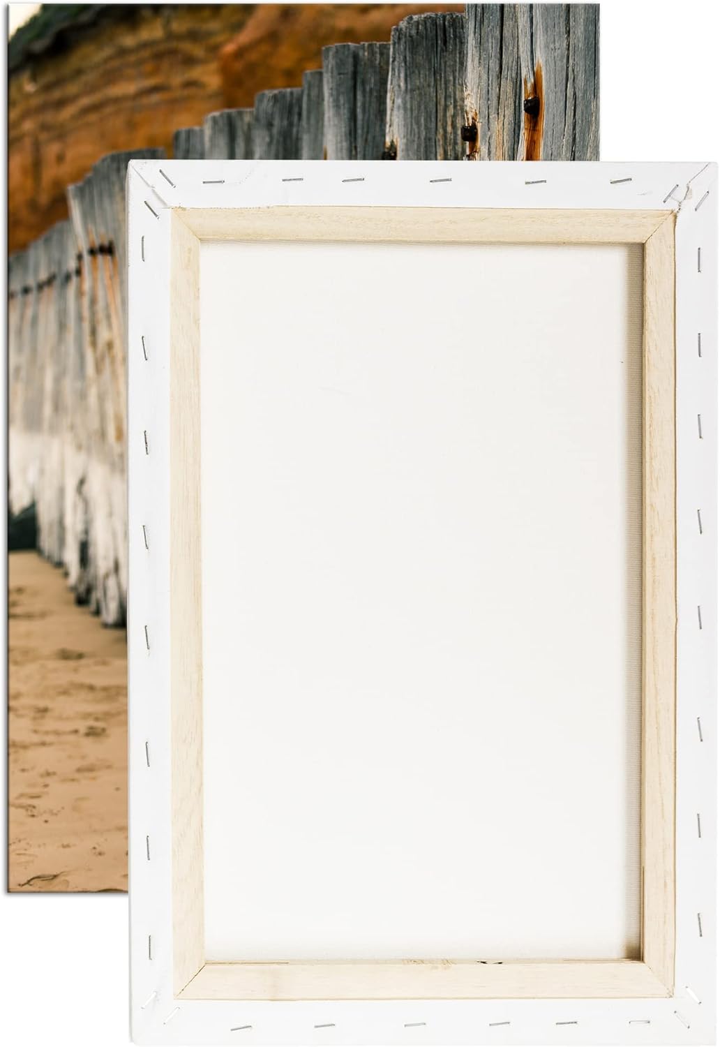 deyoli Wellenbrecher am Strand Format: 80x60 als Leinwandbild, Motiv fertig gerahmt auf Echtholzrahm