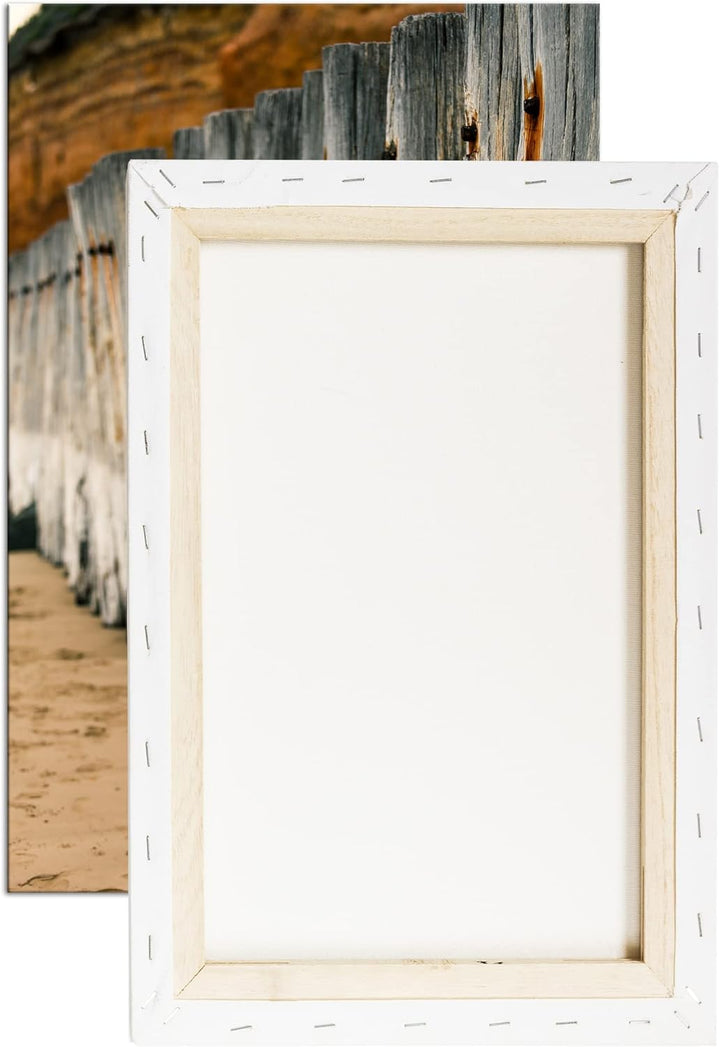 deyoli Wellenbrecher am Strand Format: 80x60 als Leinwandbild, Motiv fertig gerahmt auf Echtholzrahm