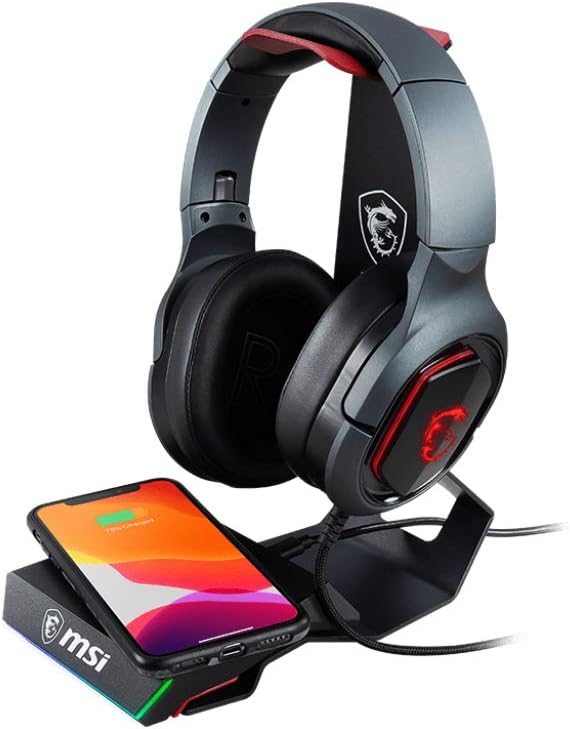 MSI Immerse HS01 Combo Gaming Headset Ständer (Metall, 175 x 103 x 245 mm, Wireless Charger, schwarz