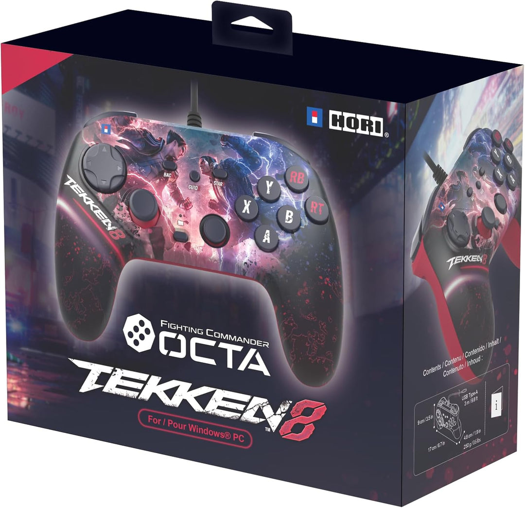 HORI Fighting Commander OCTA TEKKEN 8 Edition - Kampfspiel Controller für PC - Offiziell Bandai Namc