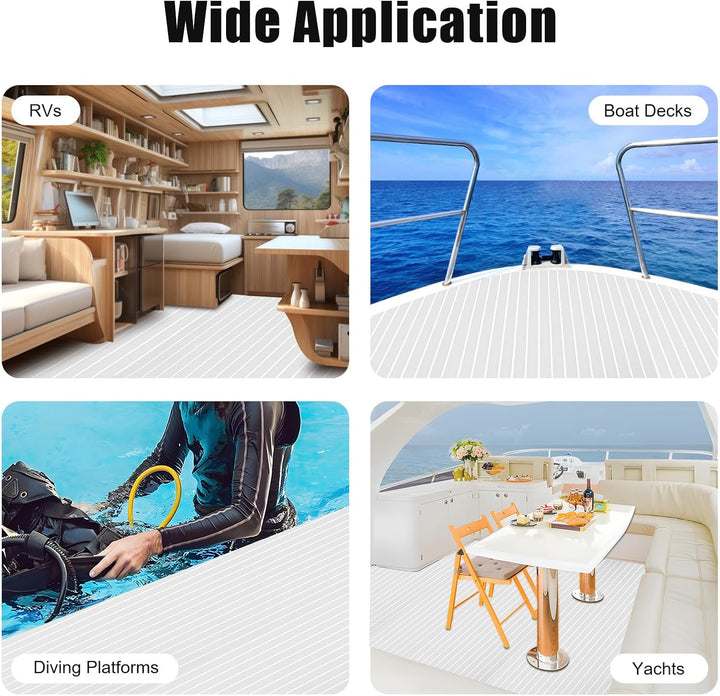 BJTDLLX Eva Schaum Teak Decking Boots Bodenbelag Selbstklebend rutschfeste Matten Blatt Bootsfussbod