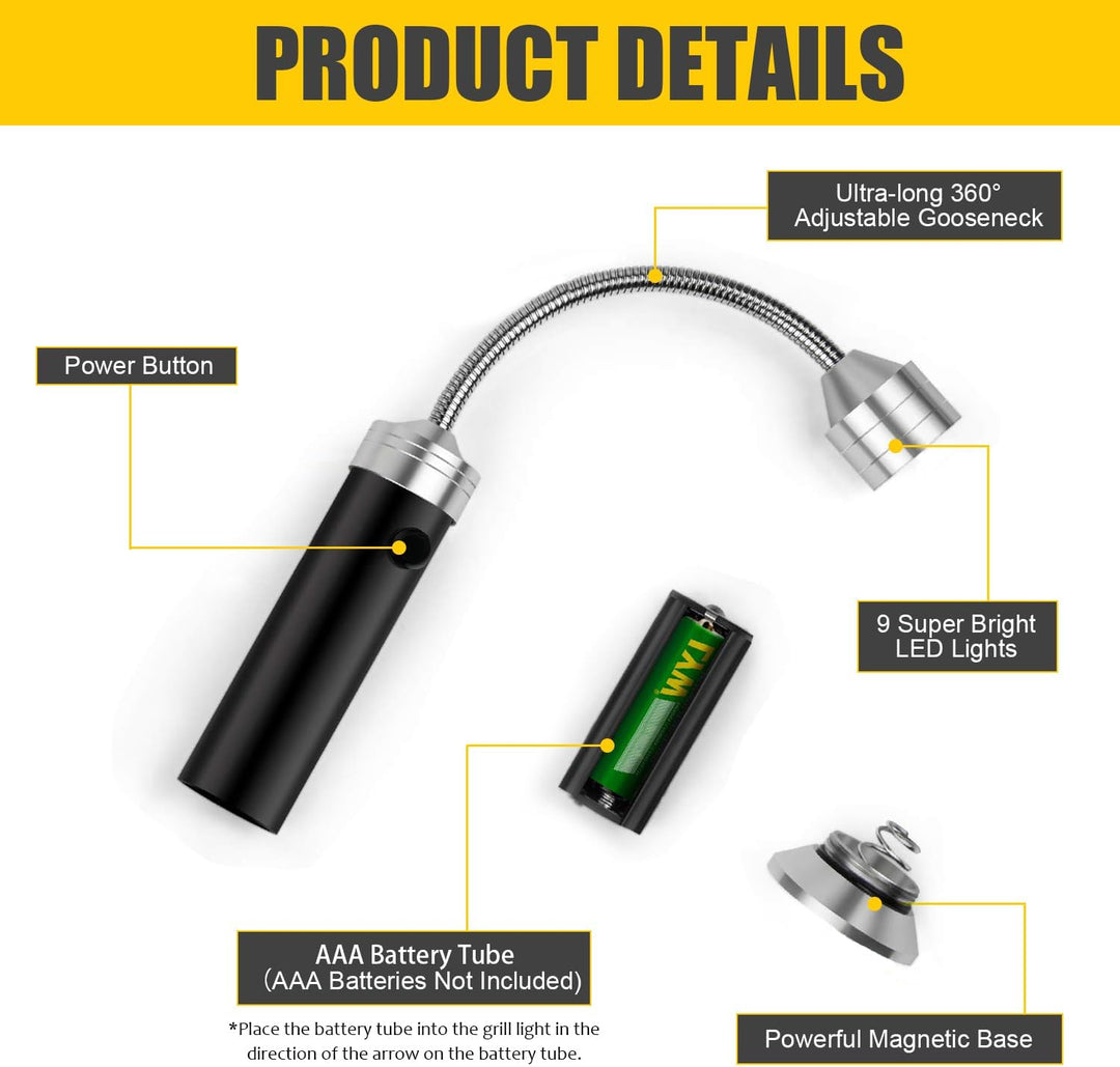 Grill Licht,2 Stück magnetische Grilllampe,Grilllampe Grillbeleuchtung Grilllicht Magnetlampe Grill