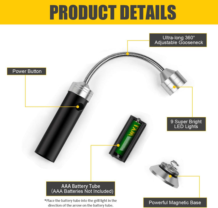 Grill Licht,2 Stück magnetische Grilllampe,Grilllampe Grillbeleuchtung Grilllicht Magnetlampe Grill